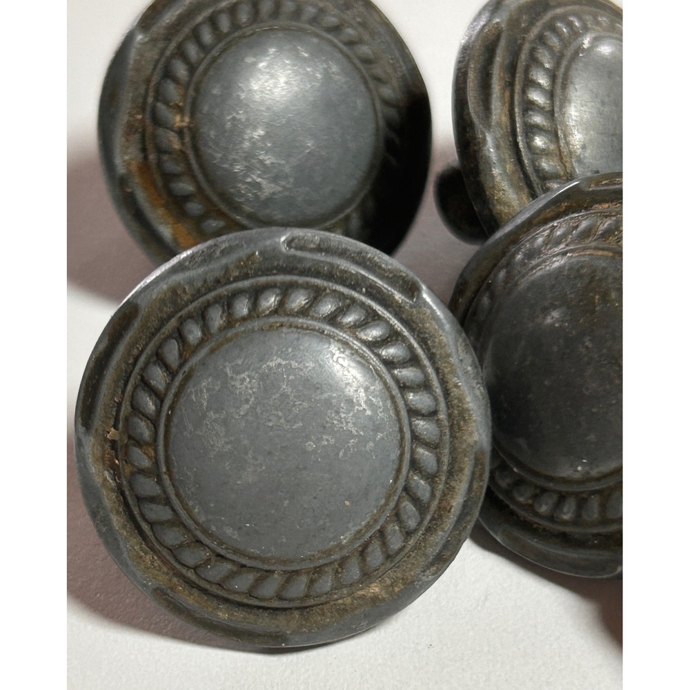 Antique Drawer Pulls Metal 1.25in Weathered Pewter Industrial Rustic Set of 10